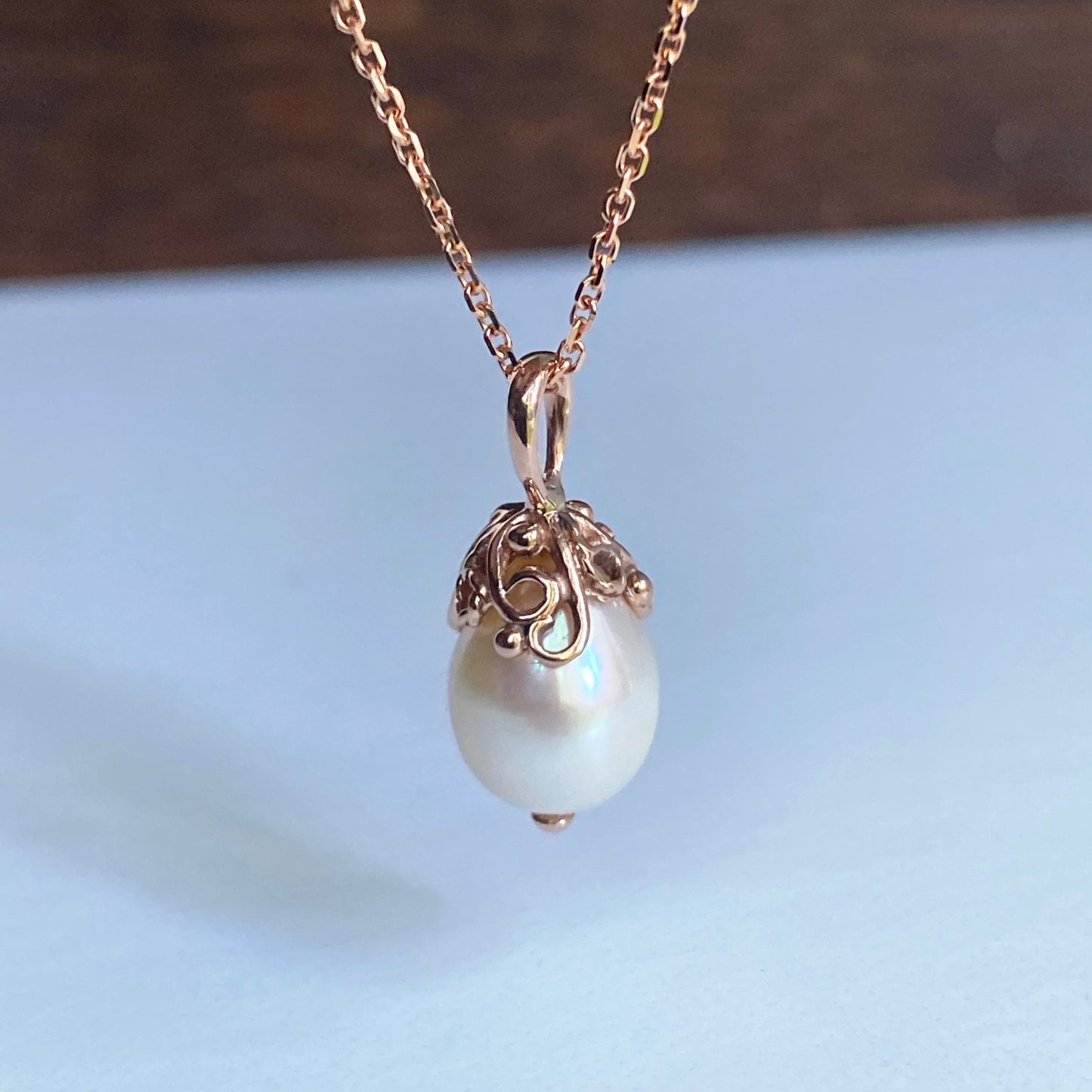 Filigree Pearl Teardrop Pendant