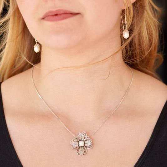 Dogwood Flower Filigree Necklace