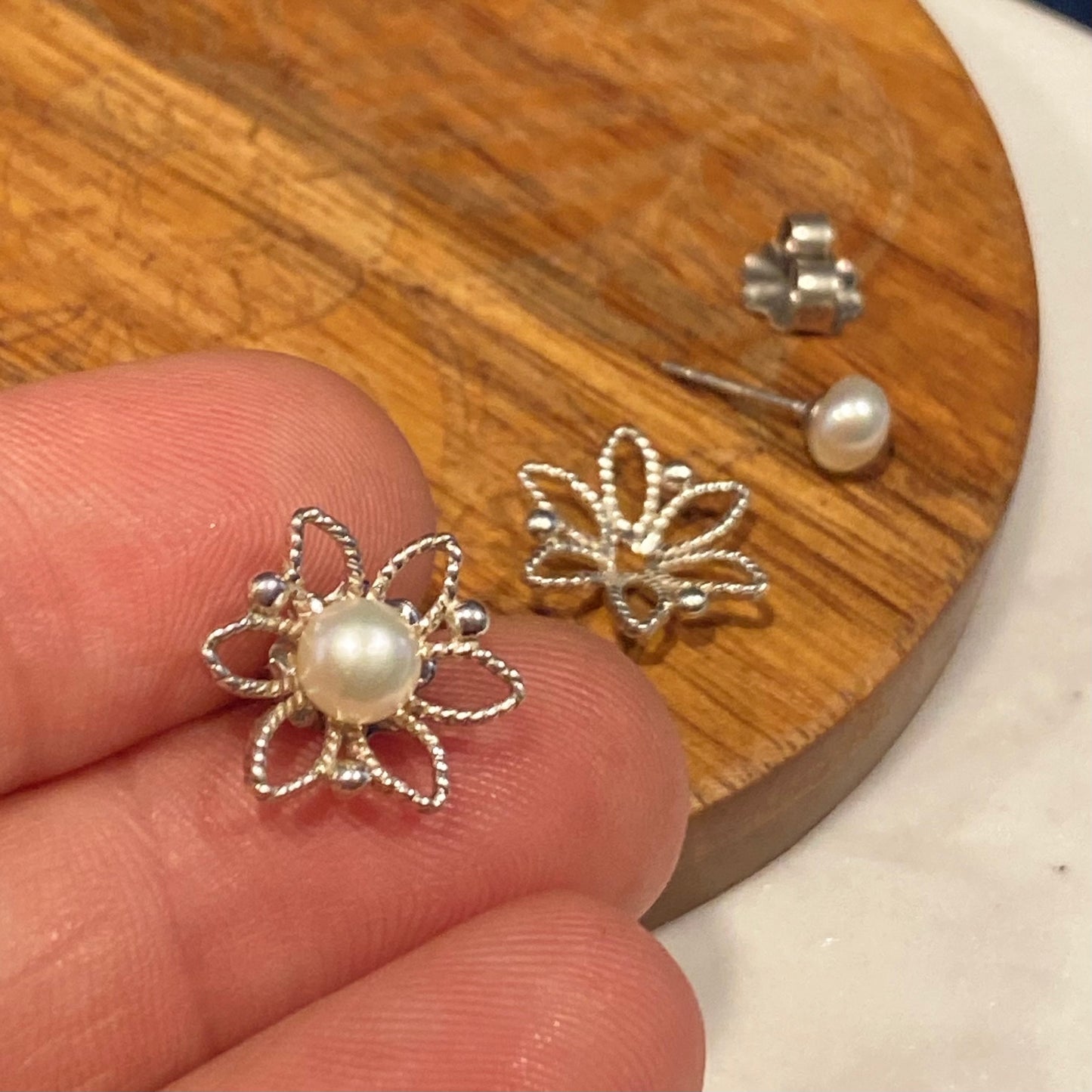 Tulip Filigree Earring Jackets Silver