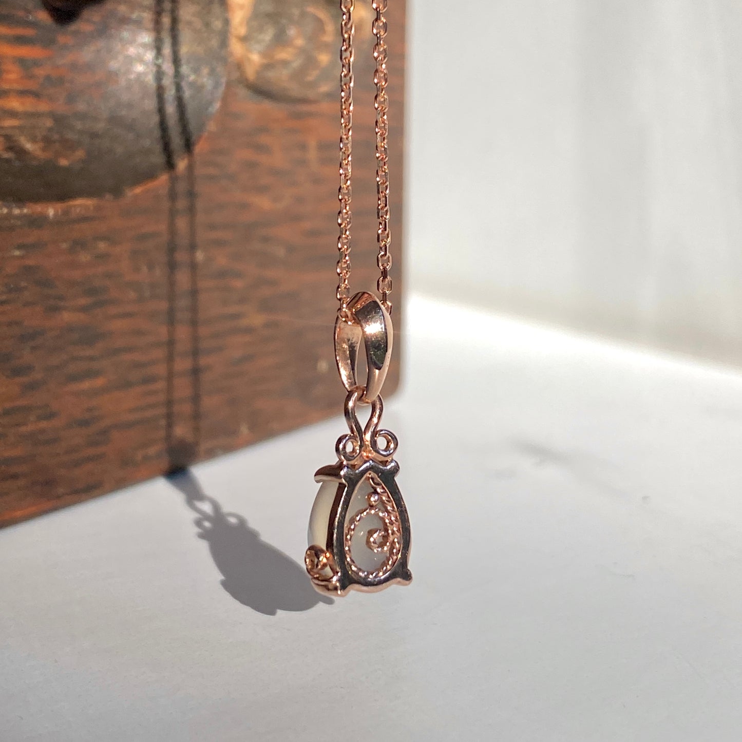 Moonstone Rosegold Teardrop Pendant