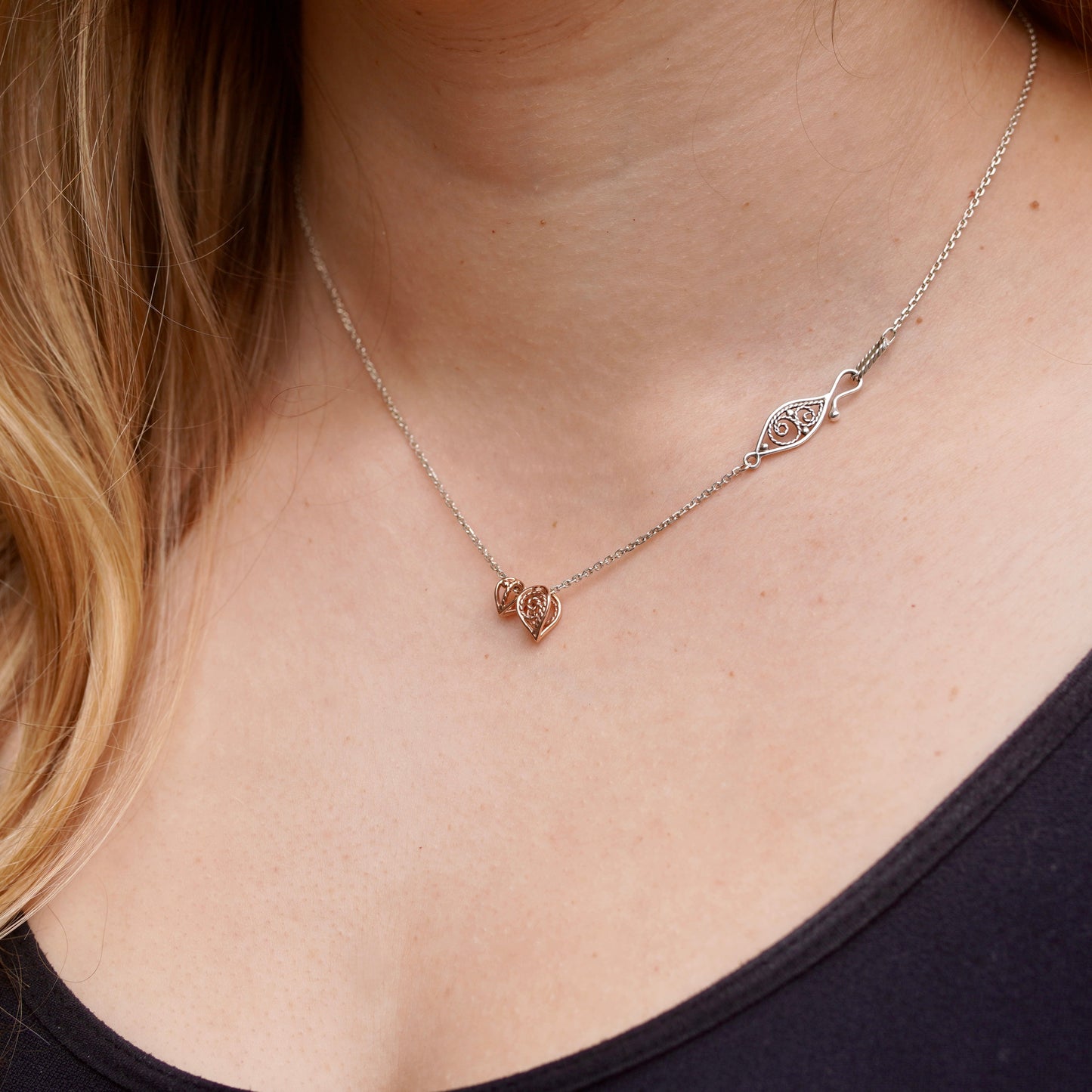 Leaf Bead Slider Charms 14k Rose & 18k Gold