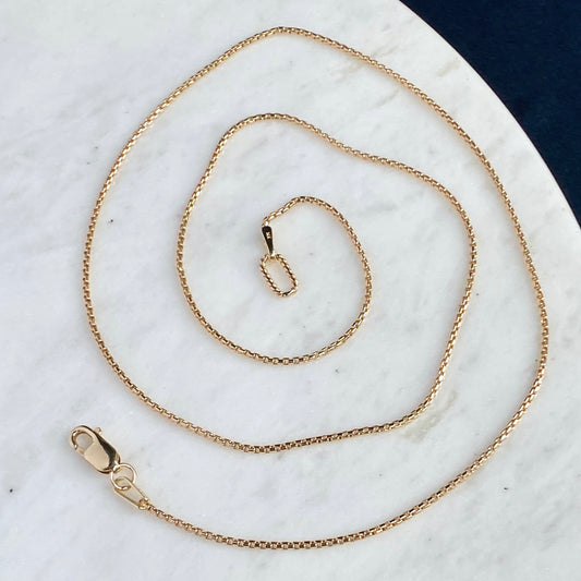Rounded Box 1.1mm 14k Gold Shimmer Chain