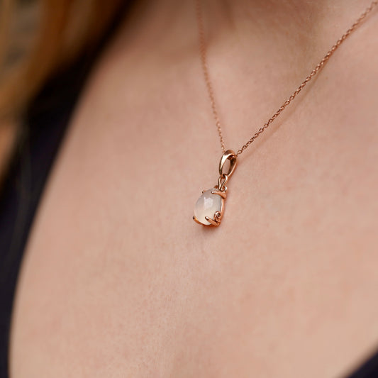 Moonstone Teardrop Pendant 14k Rose Gold