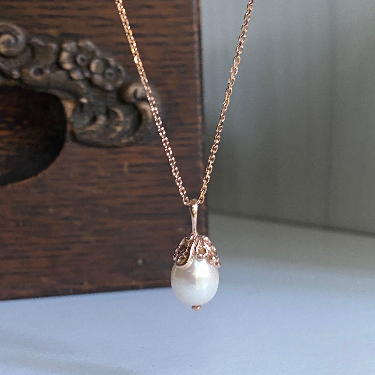 Filigree Pearl Teardrop Pendant