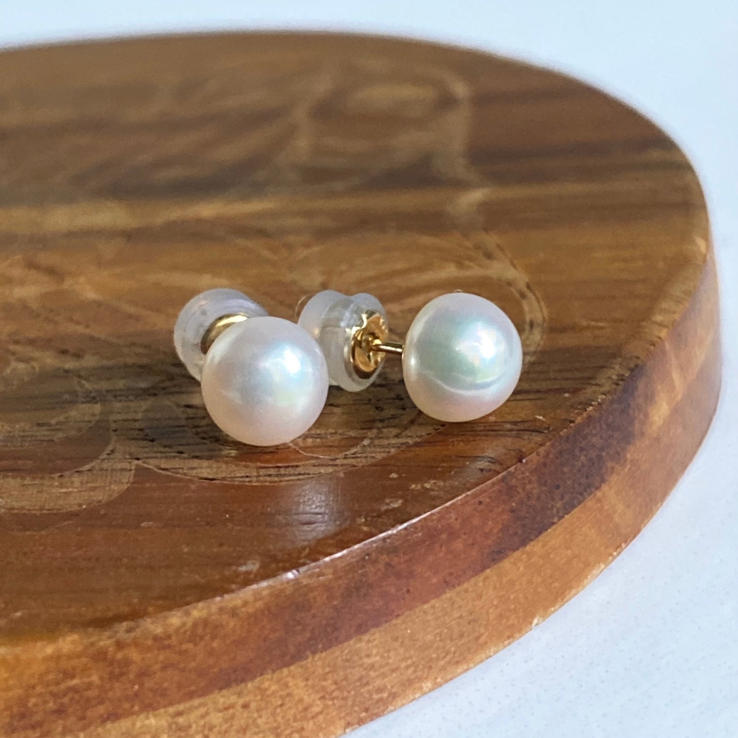 Pearl Button Stud Earrings