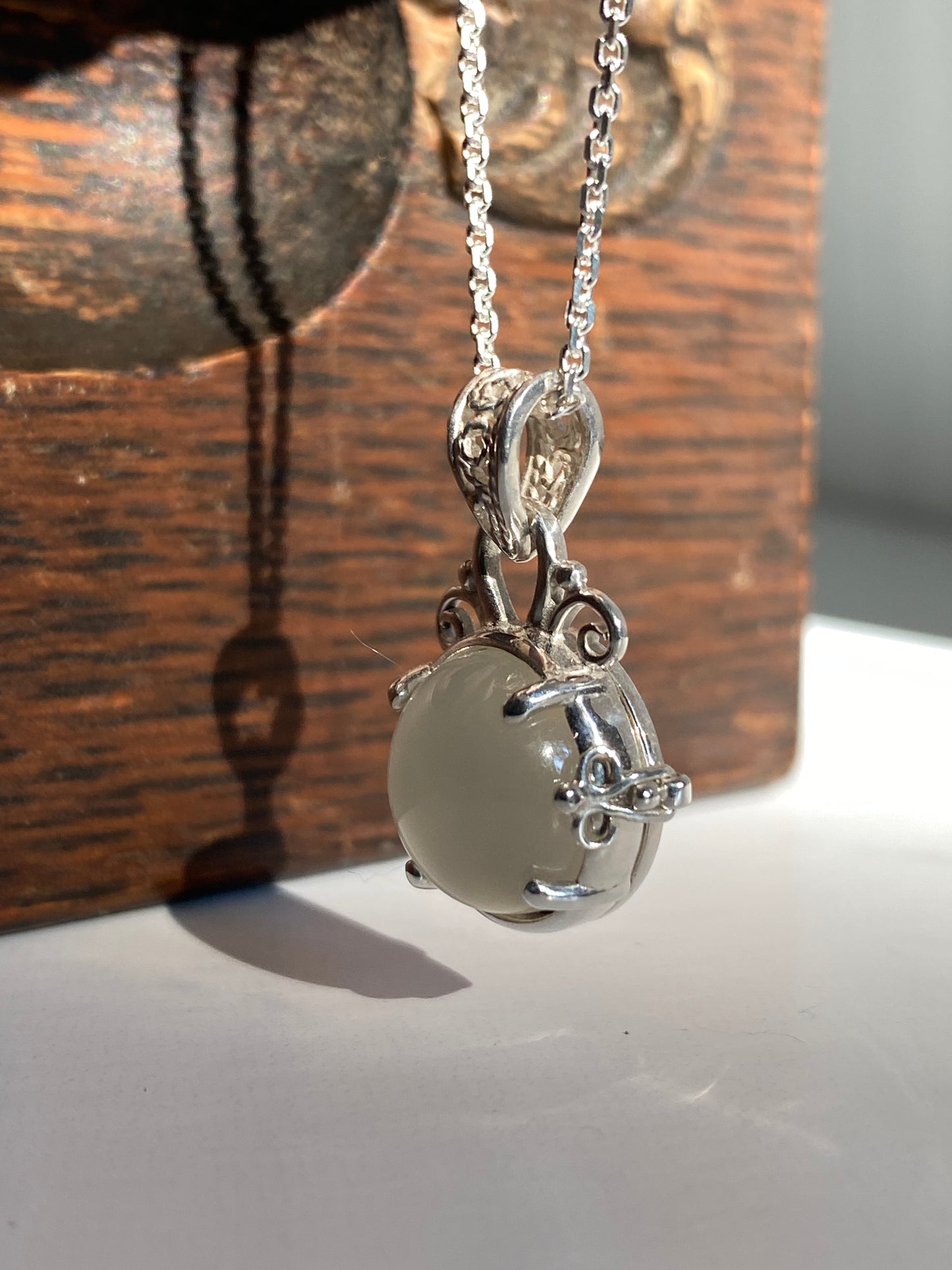 Round Moonstone Filigree Locket