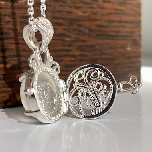 Cats-Eye Moonstone Filigree Locket