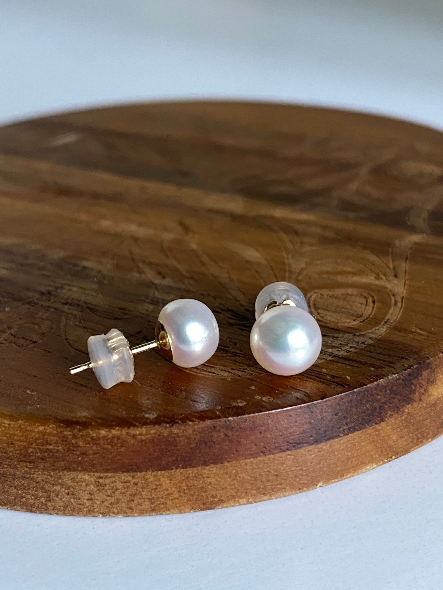 Pearl Button Stud Earrings