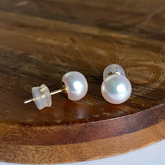 Pearl Button Stud Earrings
