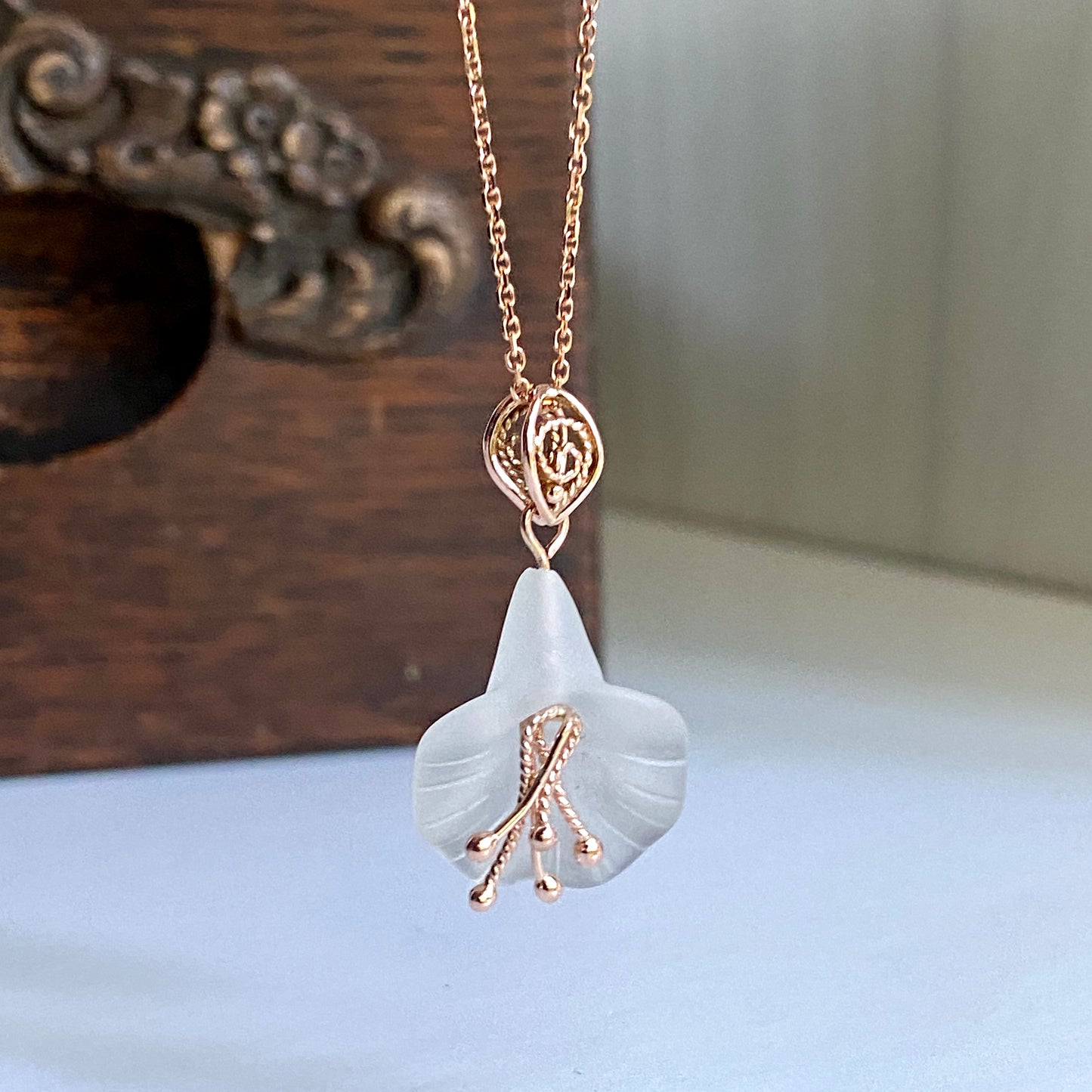 Handcarved Bellflower Pendant