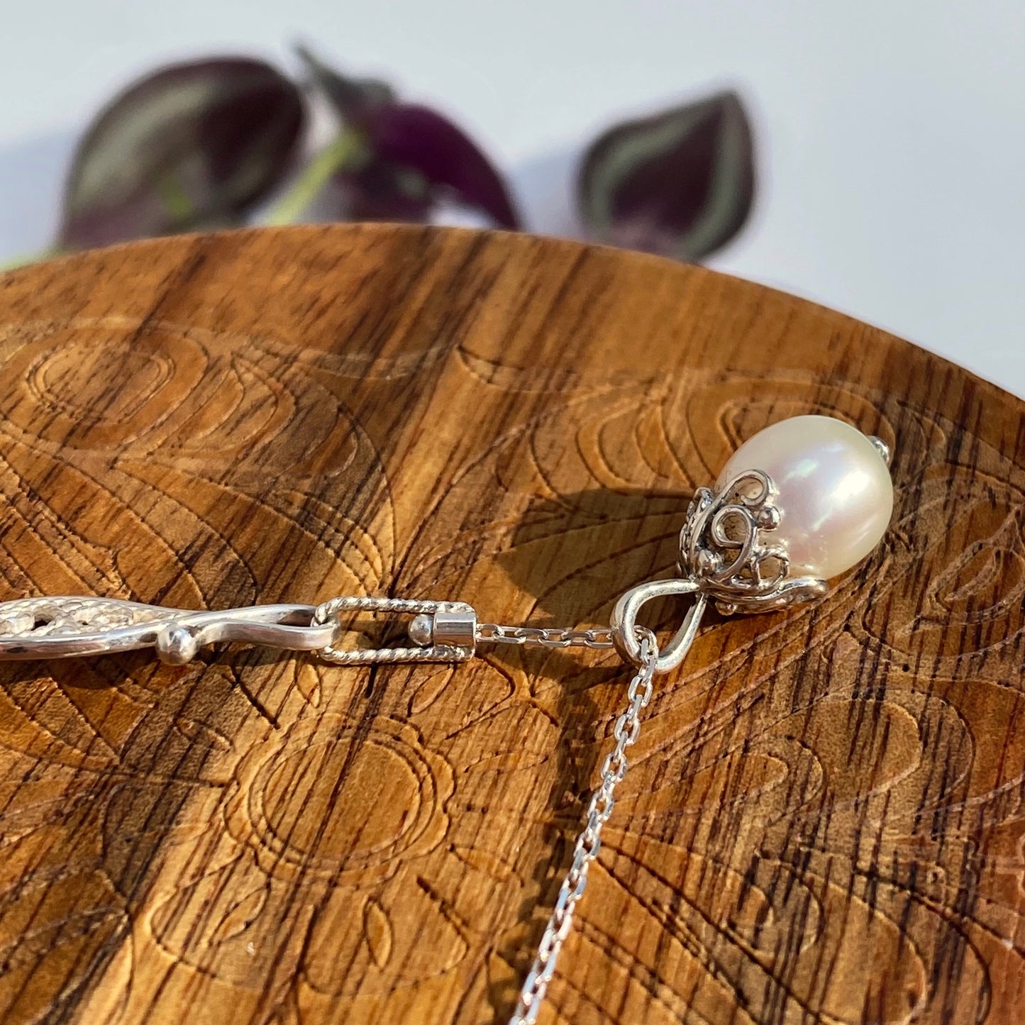 Filigree Pearl Teardrop Pendant