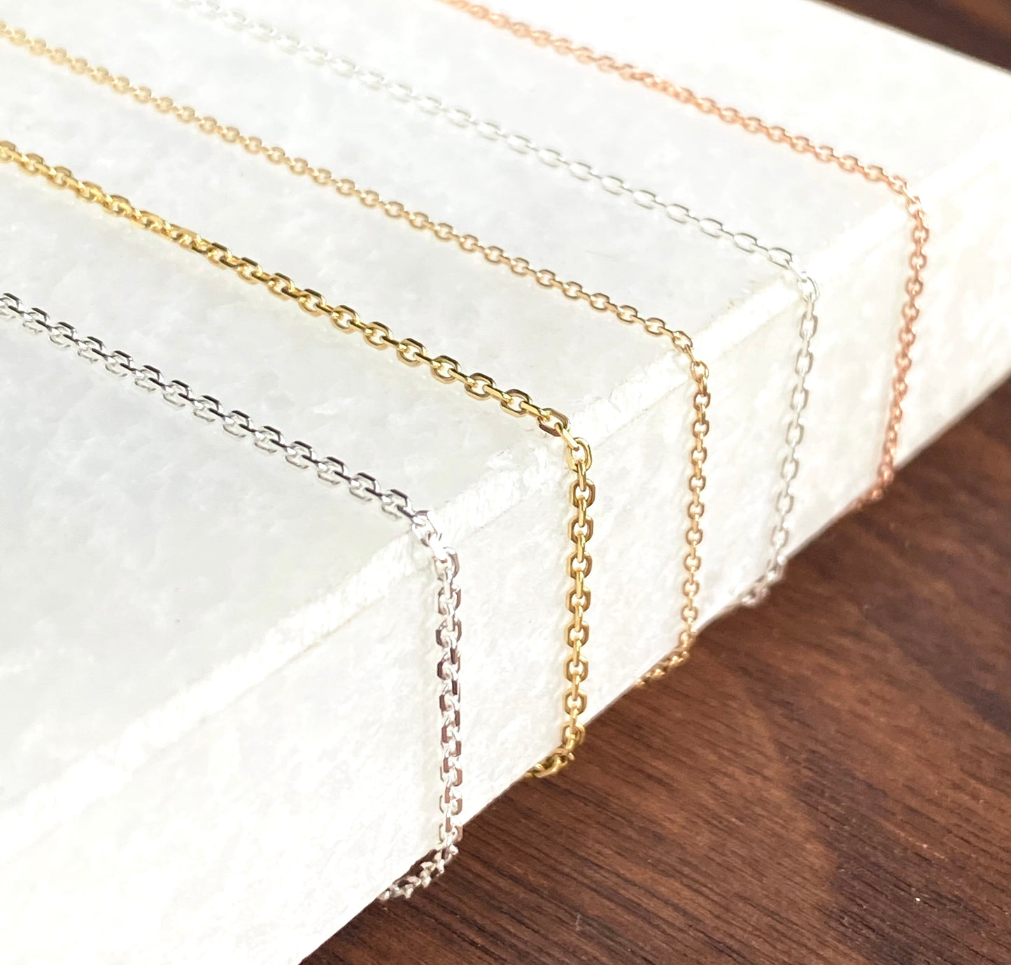Beveled Gold Fine 1mm Shimmer Chain