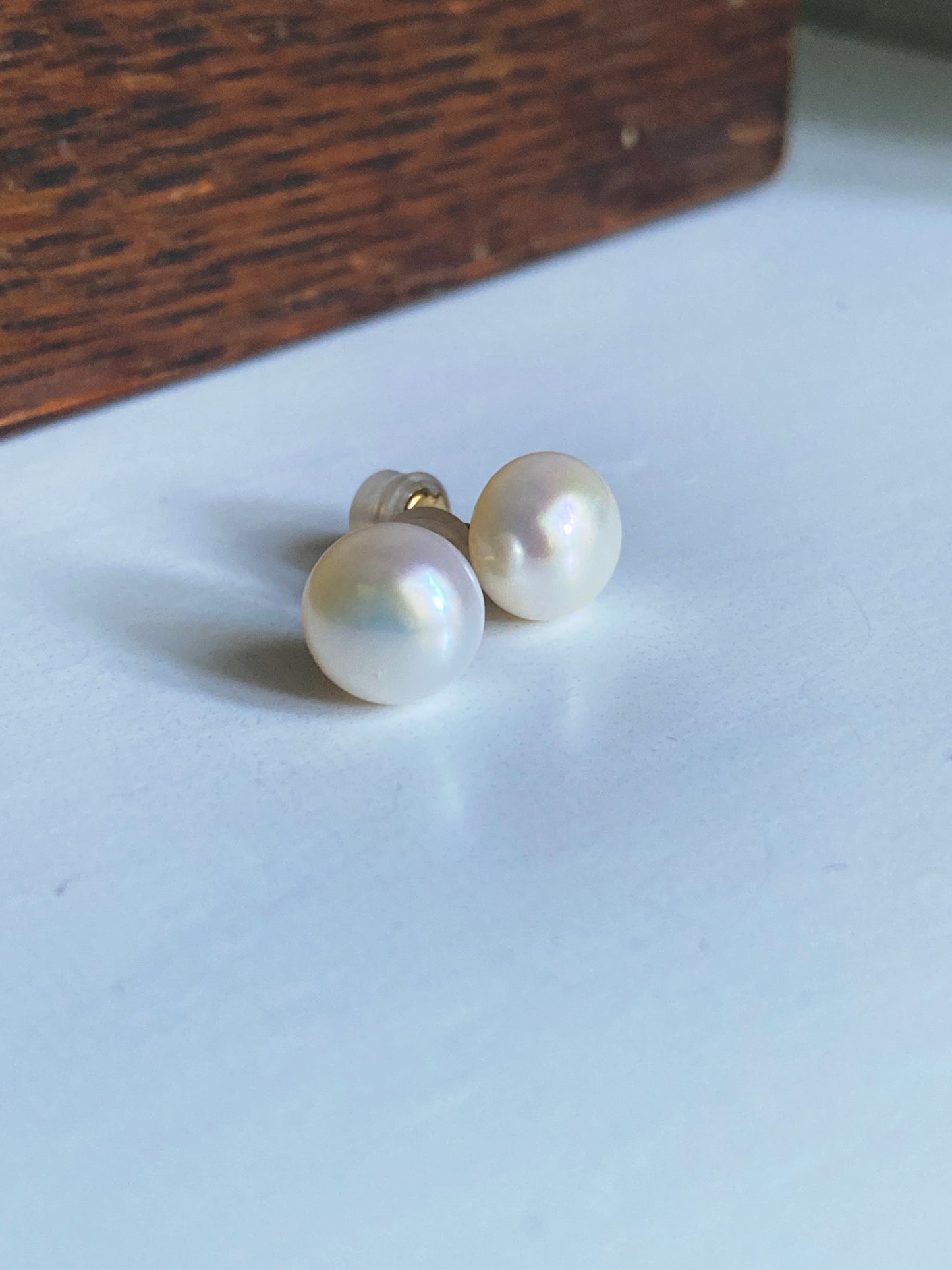 Pearl Button Stud Earrings