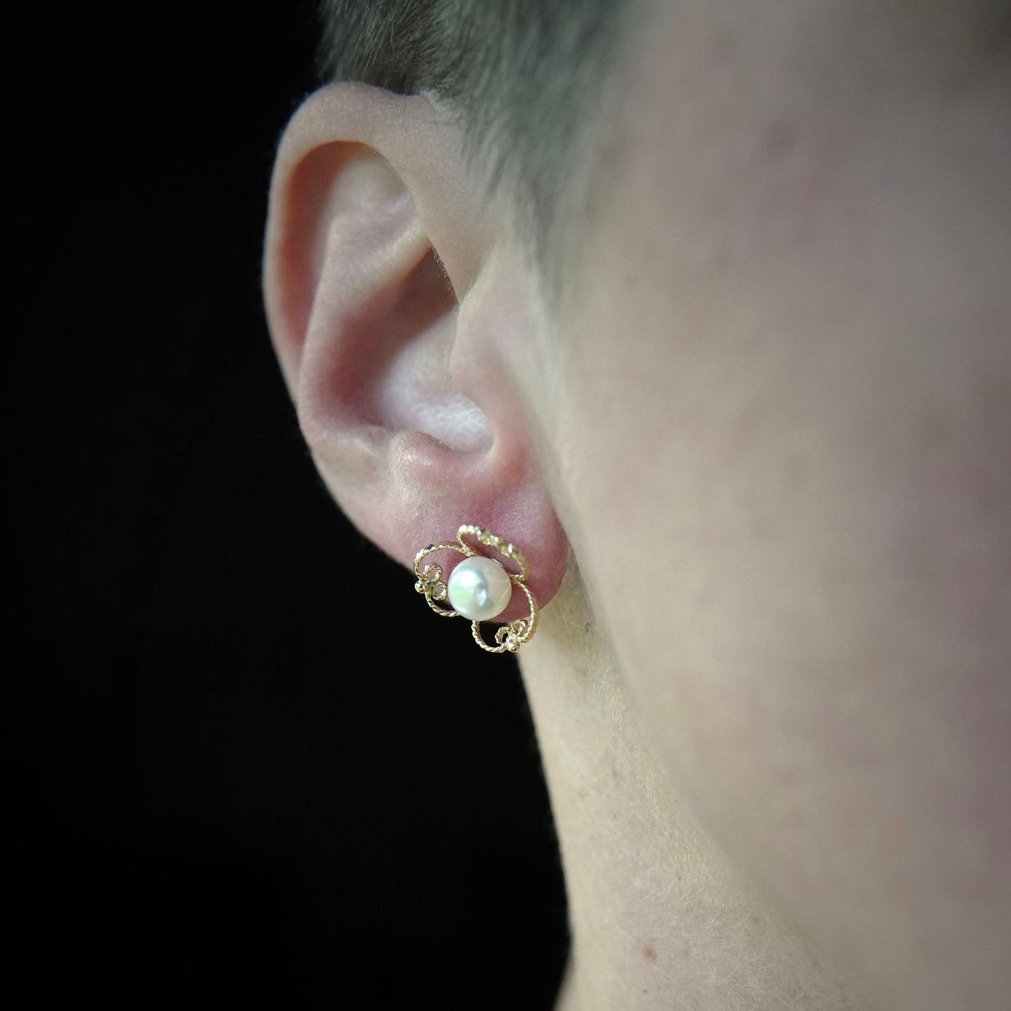 Pearl Button Stud Earrings
