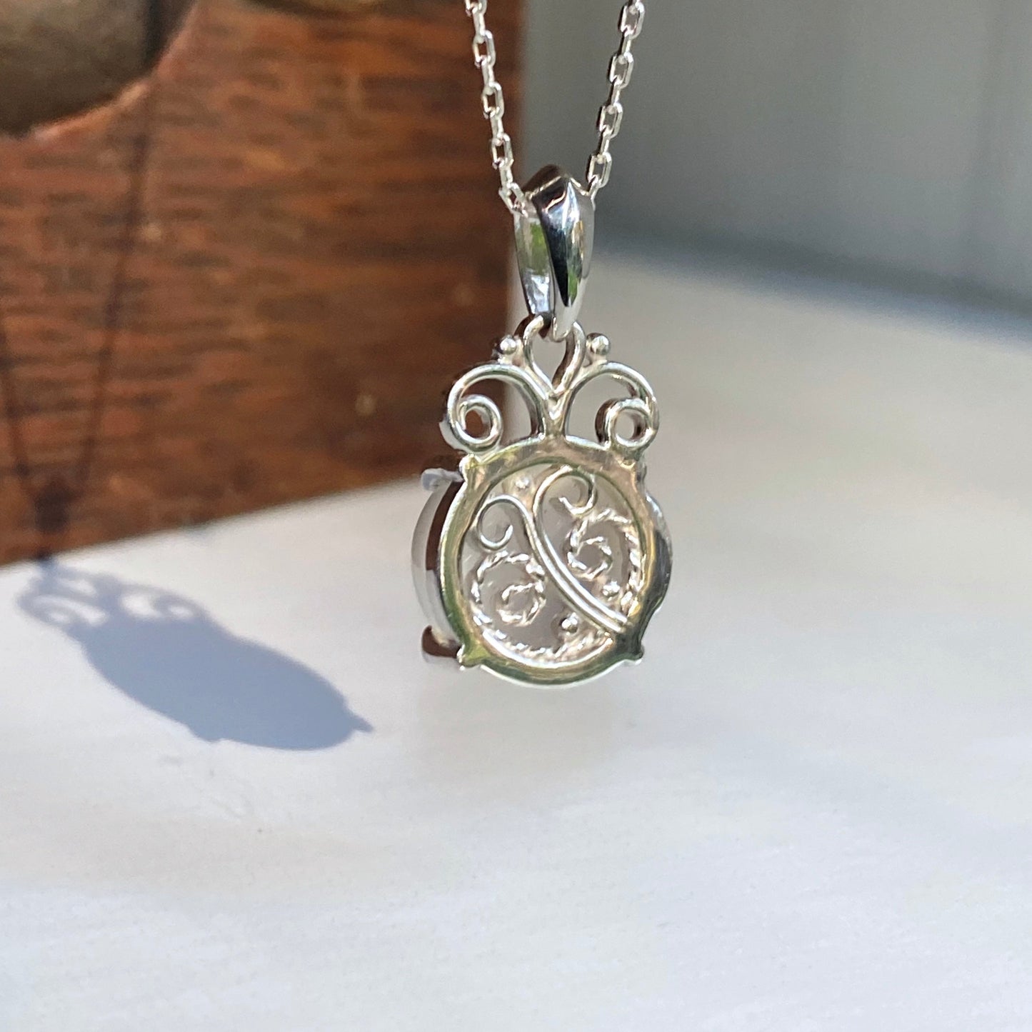 Round Moonstone Filigree Pendant