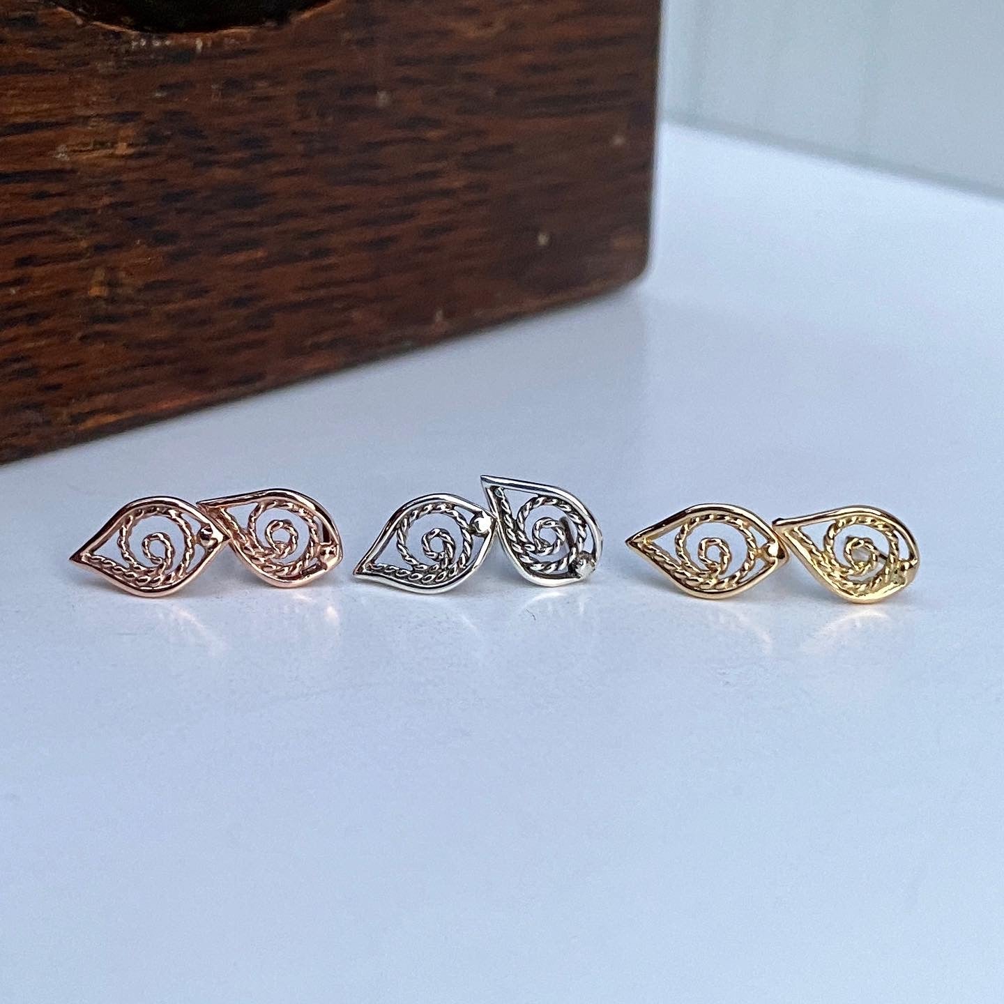Filigree Leaf Stud Earrings