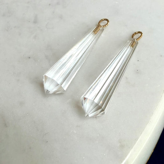 Cylinder Quartz Crystal Dangles 18k