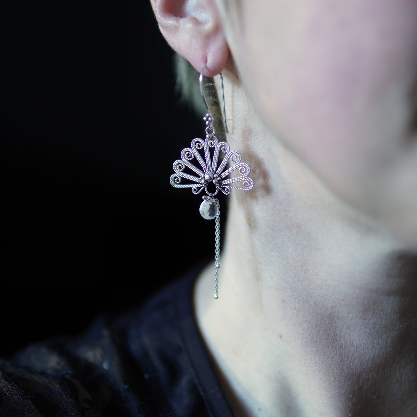 Sensu Fan Filigree Earrings