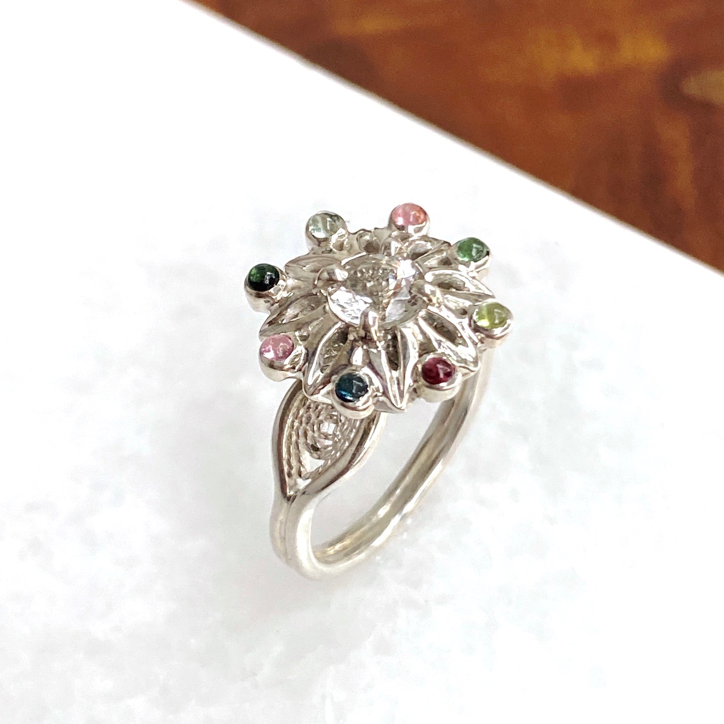Dahlia Filigree Cocktail Ring ~ Sz 8