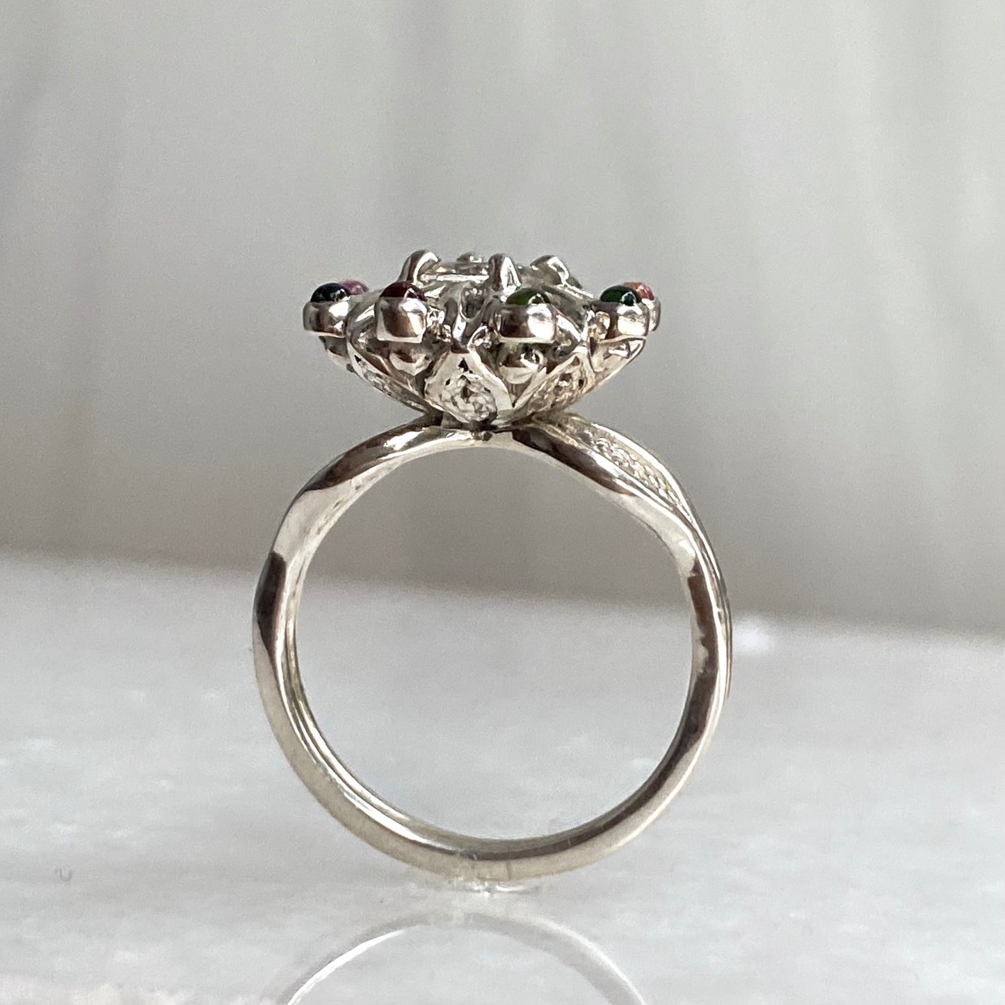 Dahlia Filigree Cocktail Ring ~ Sz 8