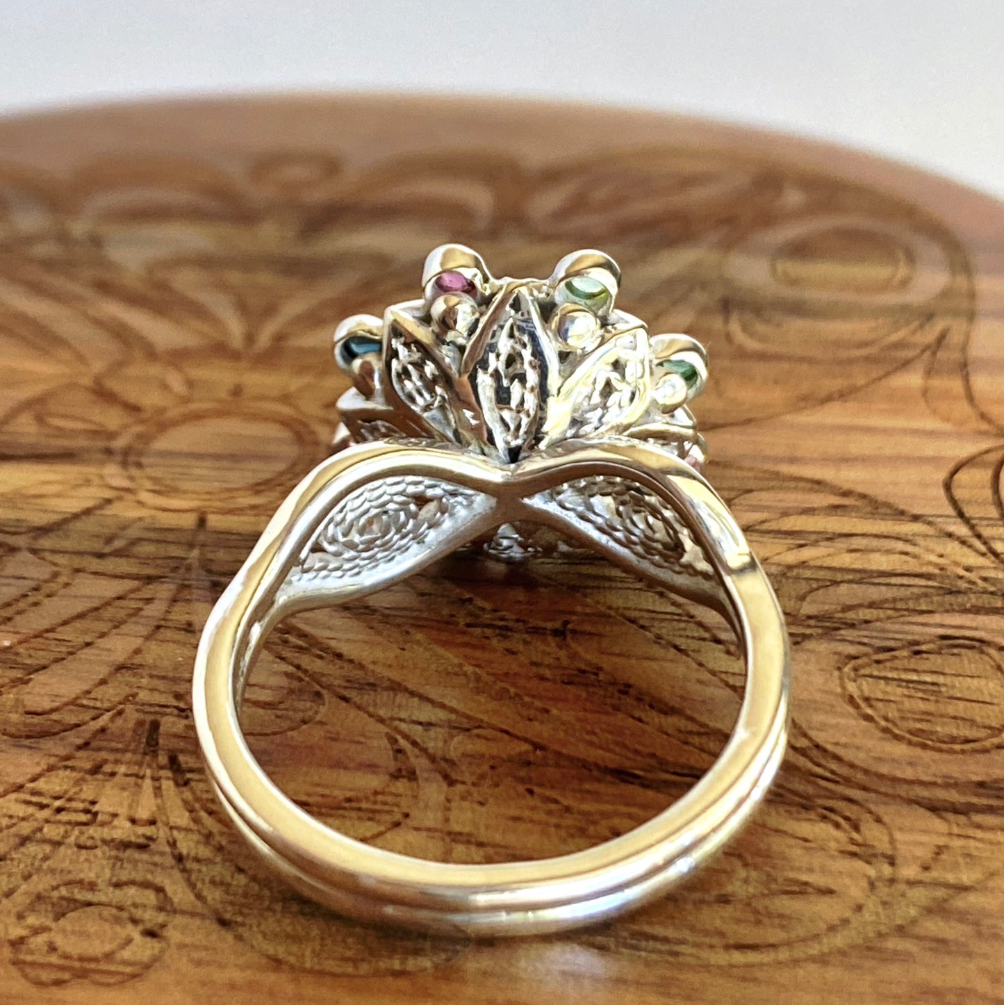 Dahlia Filigree Cocktail Ring ~ Sz 8