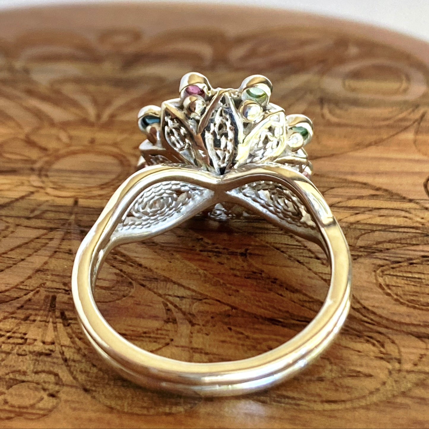 Dahlia Filigree Cocktail Ring ~ Sz 8