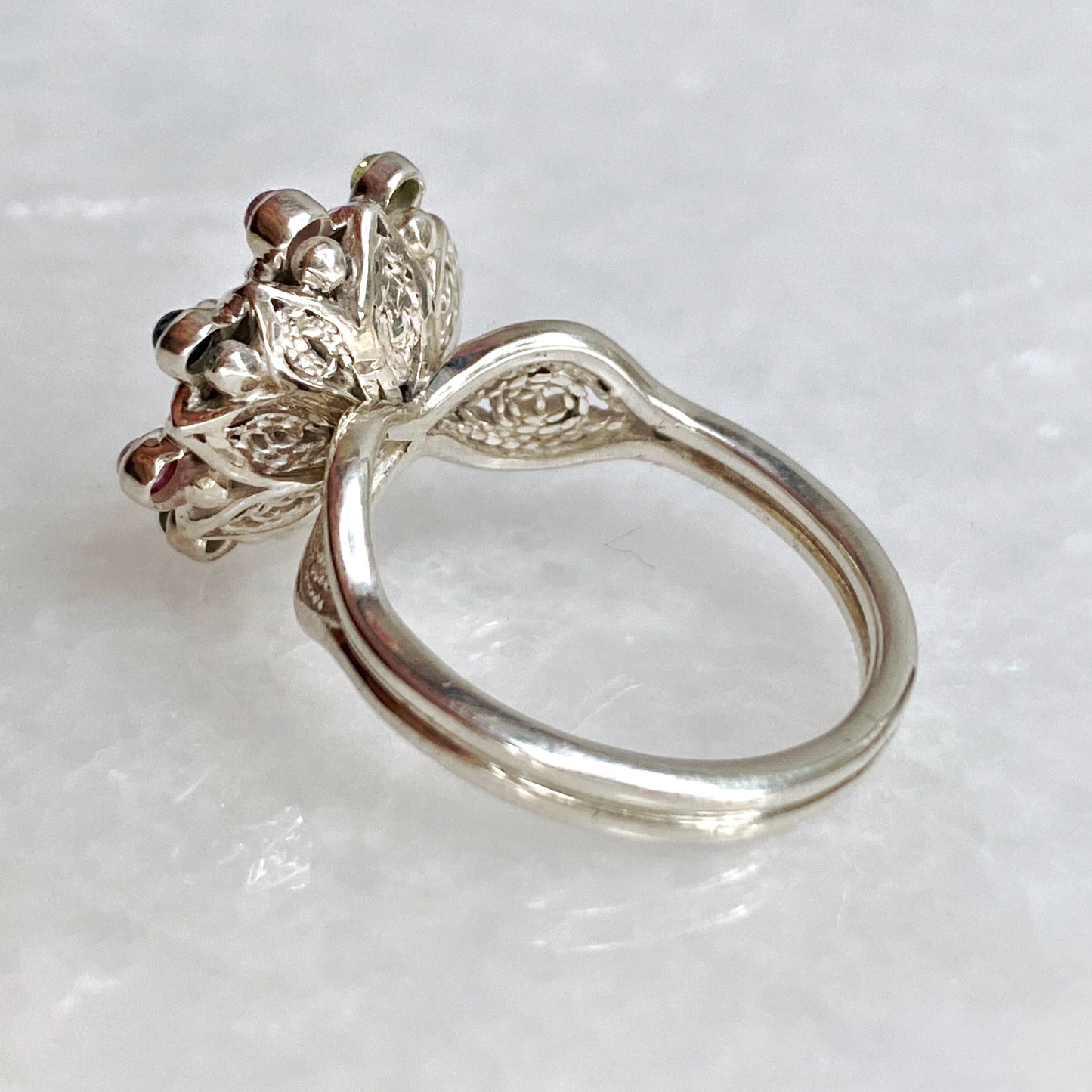 Dahlia Filigree Cocktail Ring ~ Sz 8