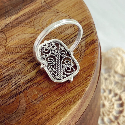 Filigree Silver Mezzanine Ring - Sz 6.75