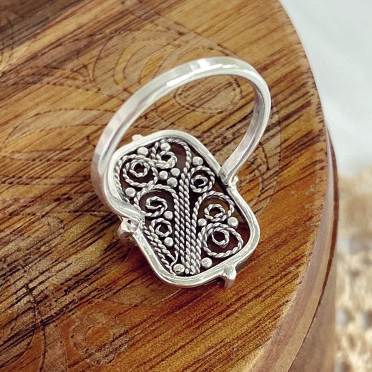 Filigree Silver Mezzanine Ring - Sz 6.75