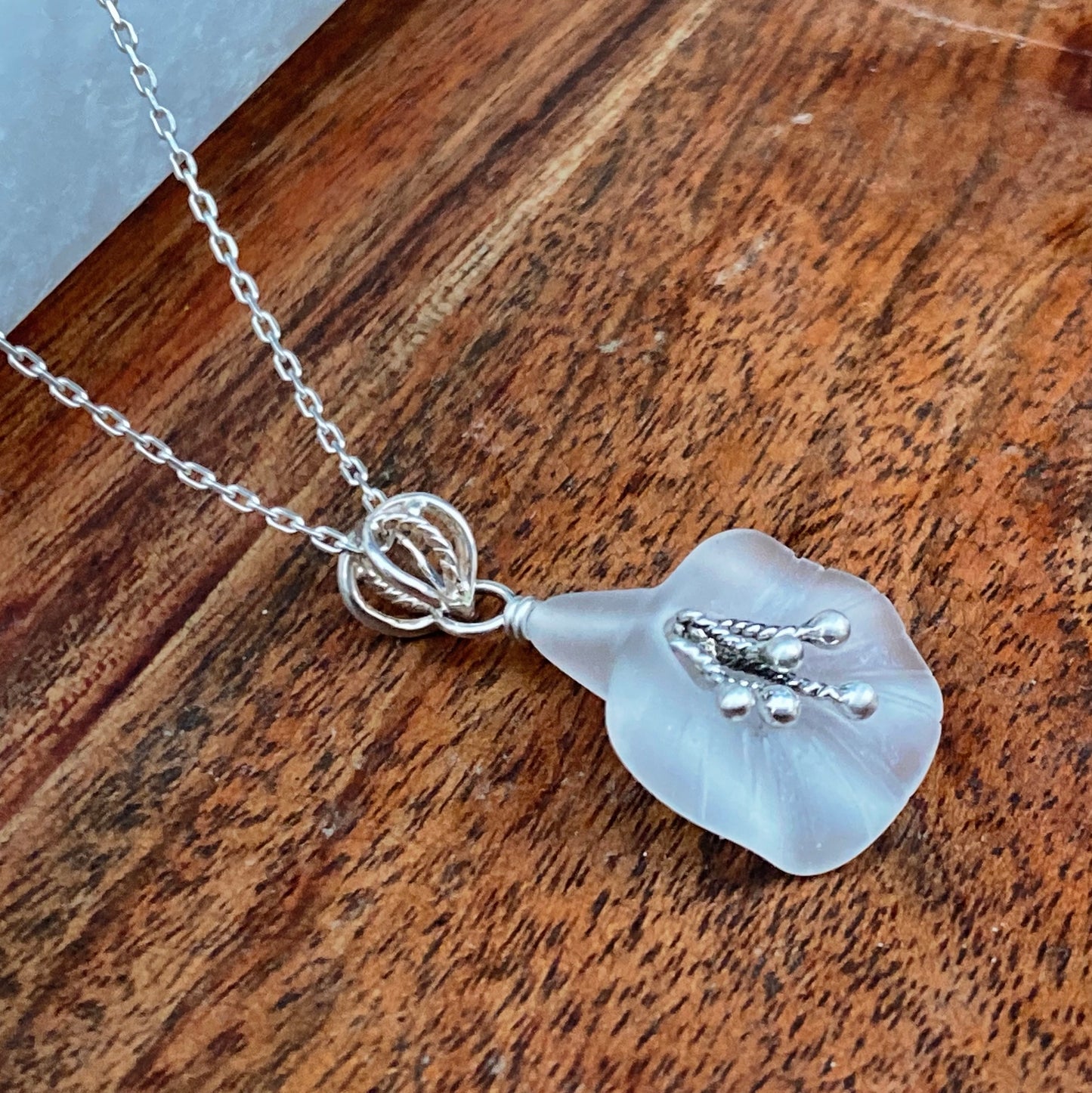 Handcarved Silver BellFlower Pendant