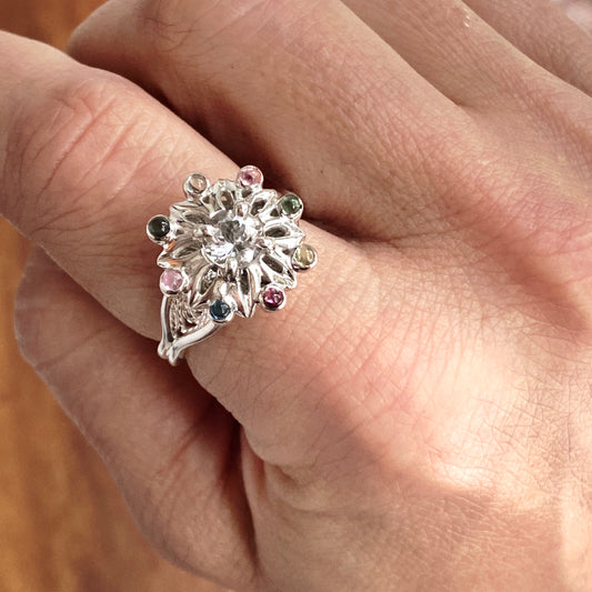 Dahlia Filigree Cocktail Ring ~ Sz 8