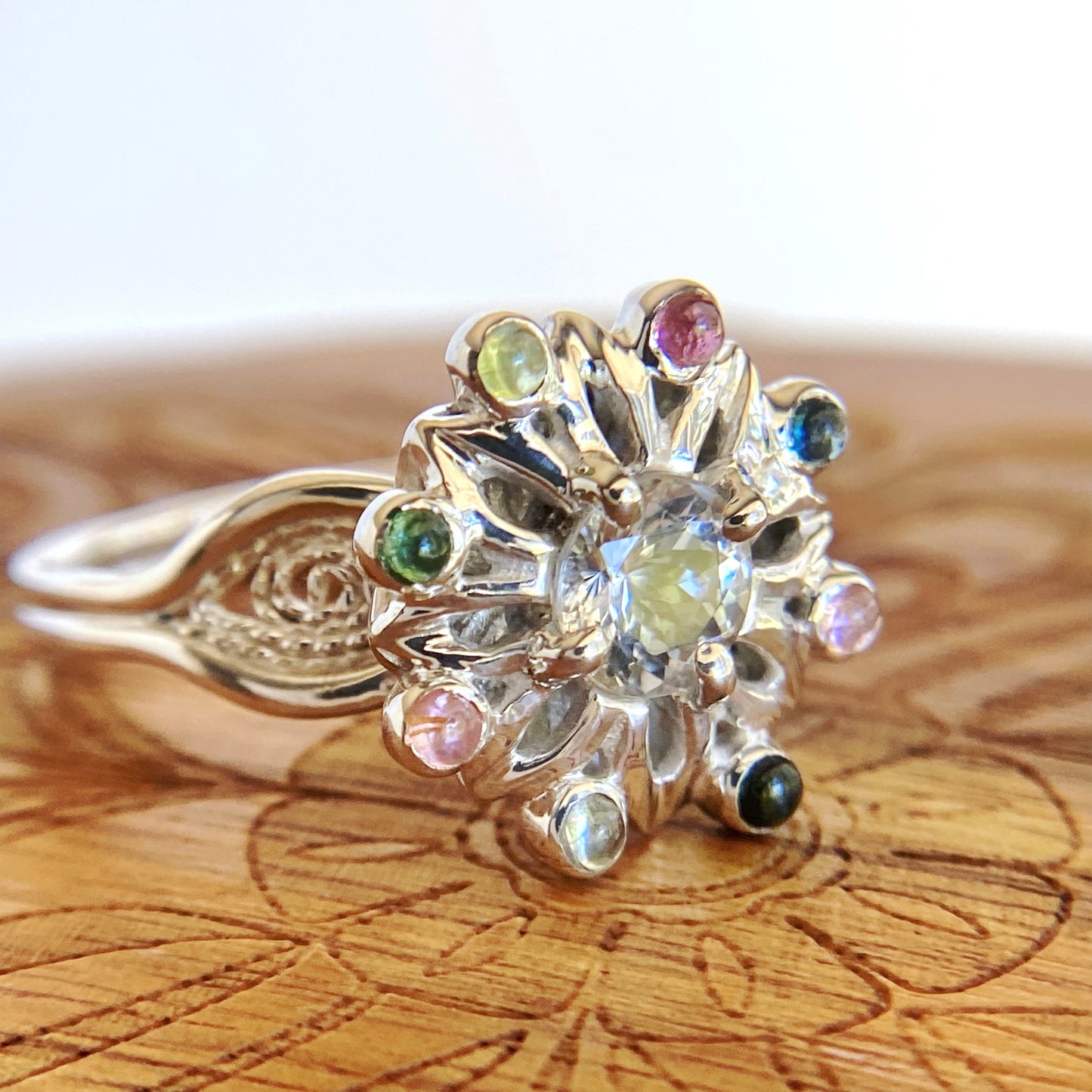 Dahlia Filigree Cocktail Ring ~ Sz 8