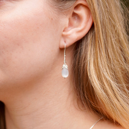 Moonstone Filigree Teardrop Earrings