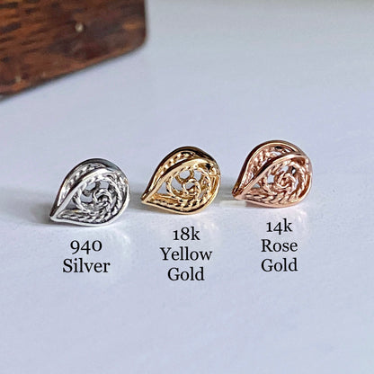 Leaf Bead Slider Charms Silver