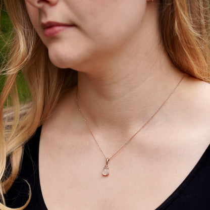 Moonstone Teardrop Pendant 14k Rose Gold