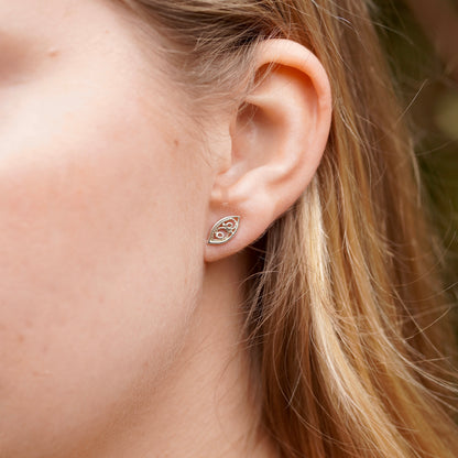 Filigree Leaf Stud Earrings Silver