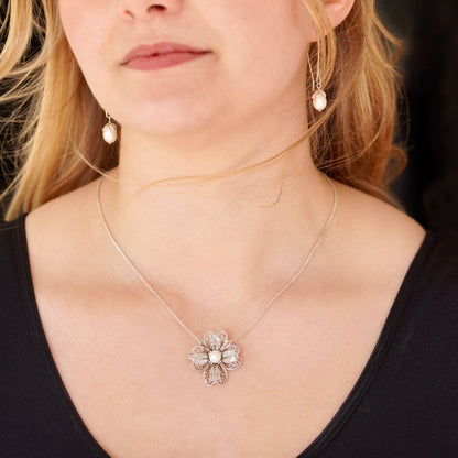 Dogwood Flower Filigree Necklace