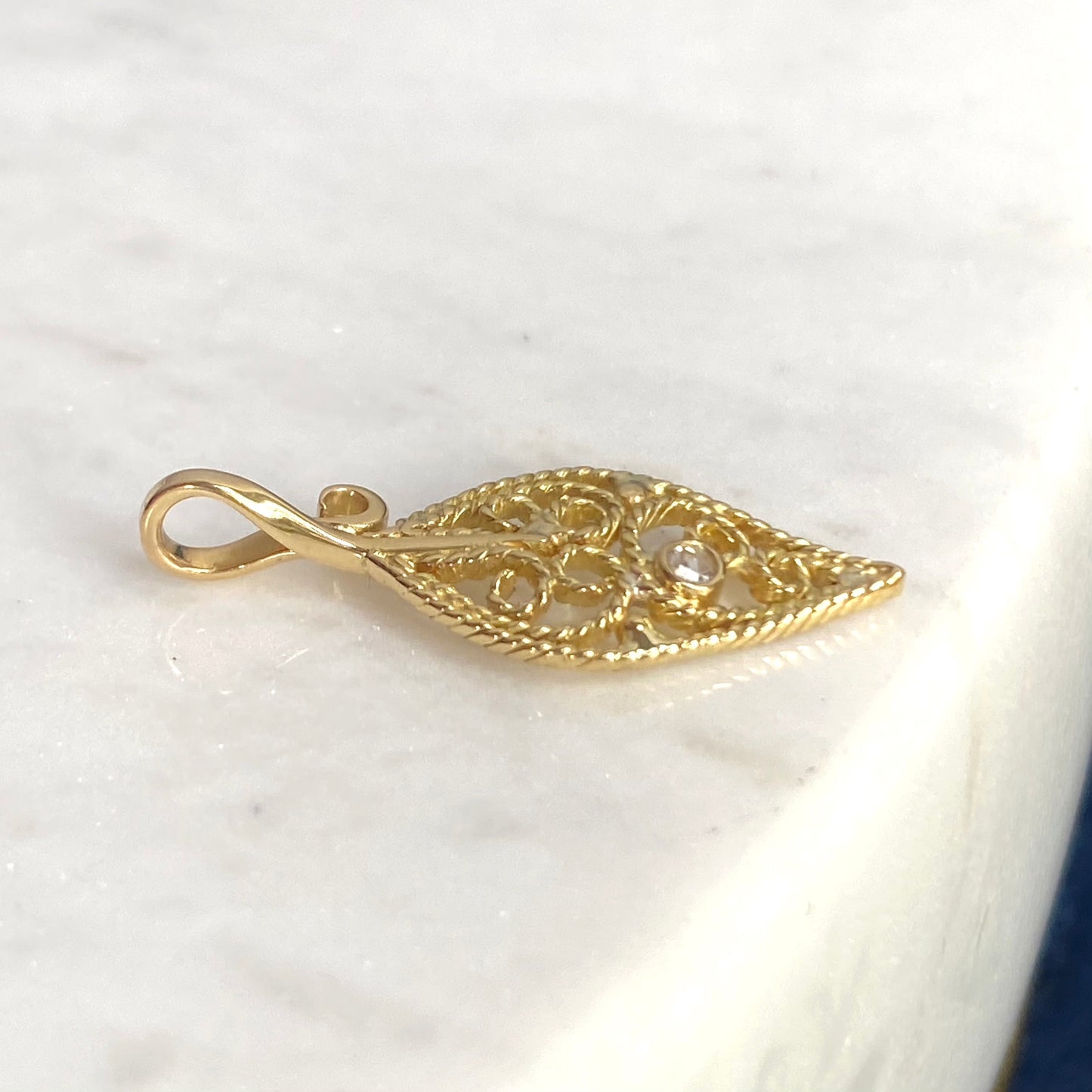 Gold Filigree Leaf Charms