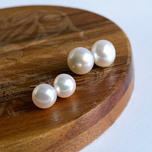 Pearl Button Stud Earrings