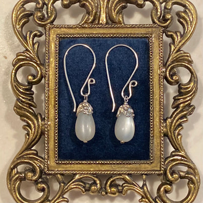 Moonstone Filigree Teardrop Earrings