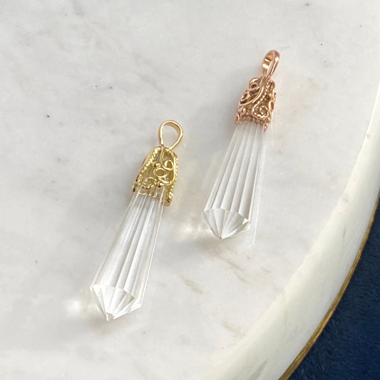 Cylinder Prism Filigree Pendant 14k Rose & 18k Gold