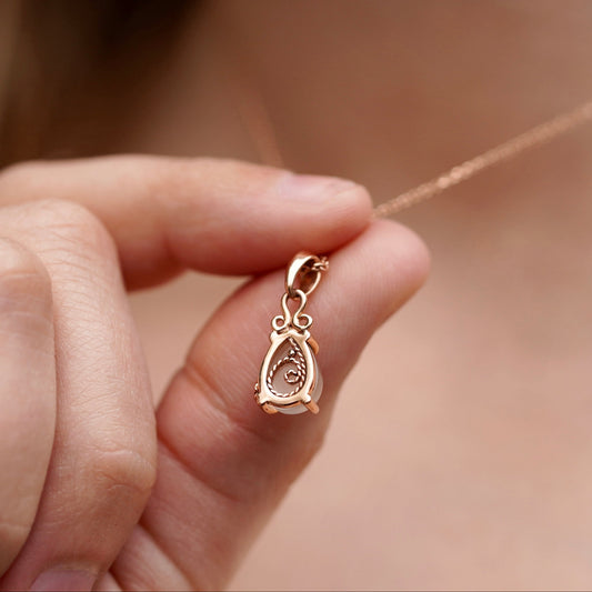 Moonstone Teardrop Pendant 14k Rose Gold