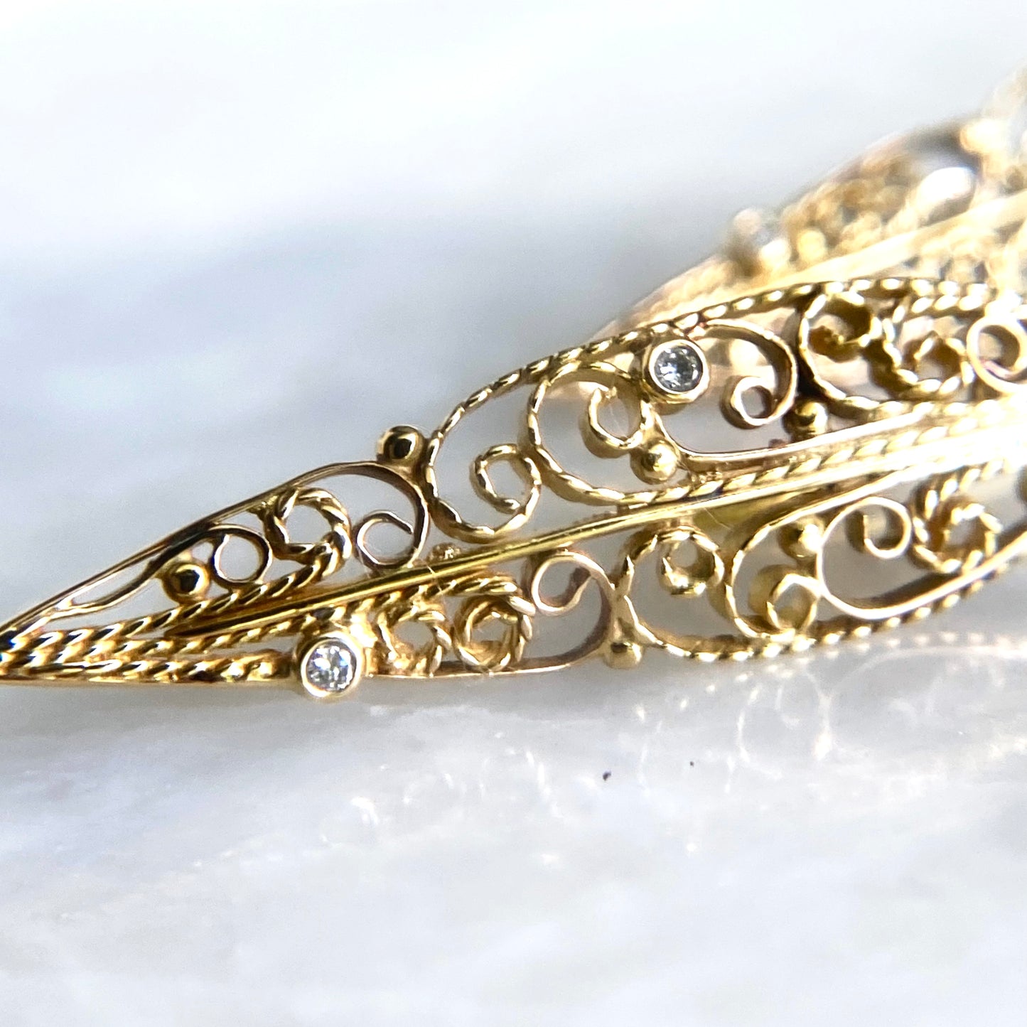 Vining Gold Filigree Diamond Earrings