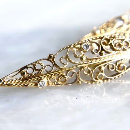 Vining Gold Filigree Diamond Earrings