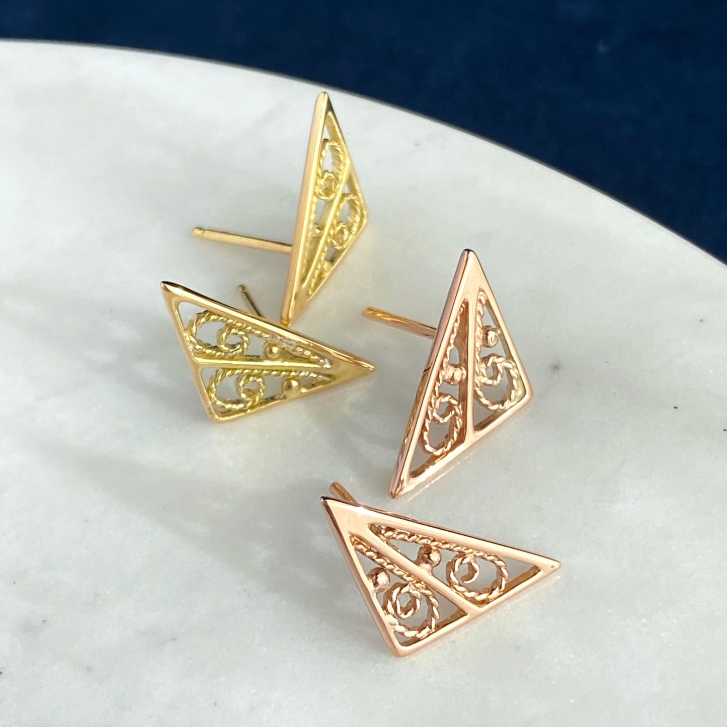 Triangle Trusses Filigree Stud Earrings