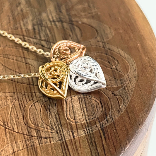 Leaf Bead Slider Charms 14k Rose & 18k Gold