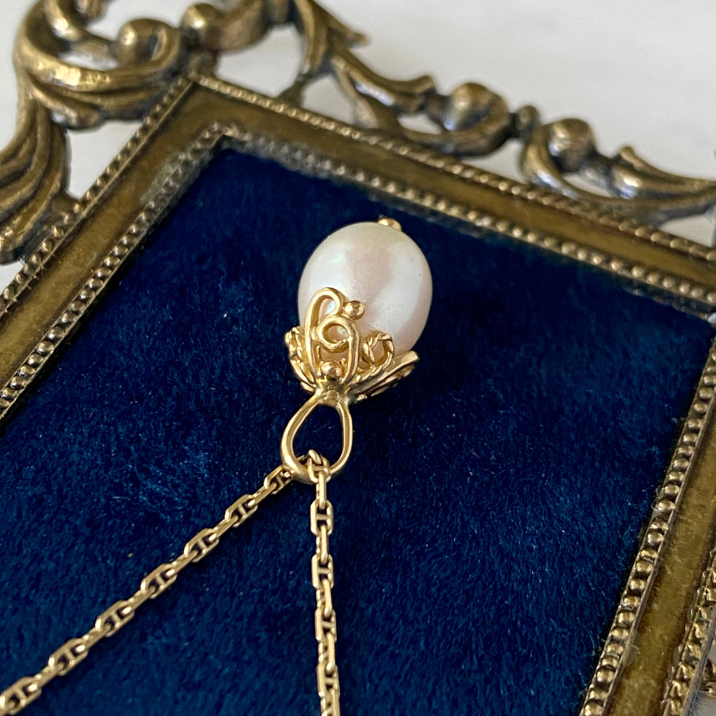 Filigree Pearl Teardrop Pendant