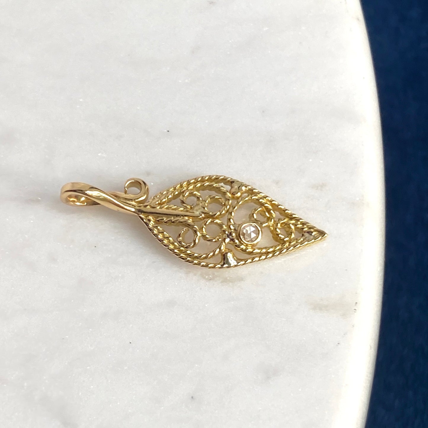 Gold Filigree Leaf Charms