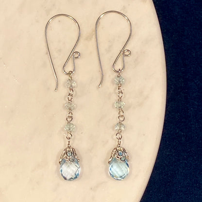 Topaz Droplet Silver Filigree Earrings