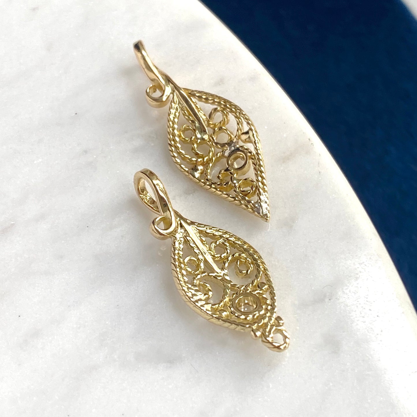 Gold Filigree Leaf Charms